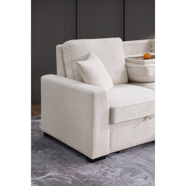 L-shaped Sleeper Sofa: Reversible Couch w/Pull-Out Bed& Storage Chaise
