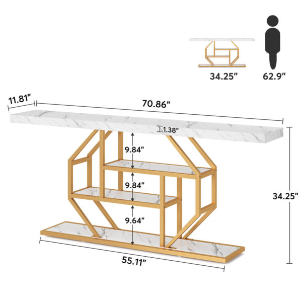 Ladye 70.86-inch Console Table - Modern Entryway Wood Table for Home