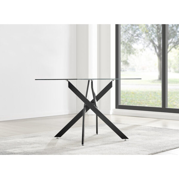 Lenworth Contemporary Black Metal & Glass Dining Set, 4 Velvet Chairs