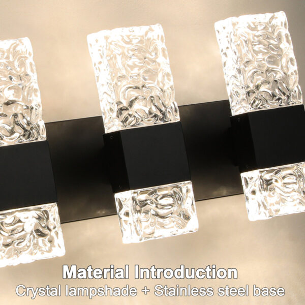 Luxcien Dimmable Crystal Vanity Lamp for Bathroom, Modern LED