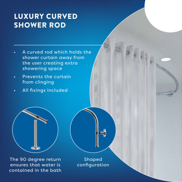Luxurious 78.5-inch Curved Fixed Shower Curtain Rod - Brushed Nickel