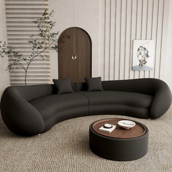 Modern Minimalist Curved Sofa - Velvet Sectional for Living Room