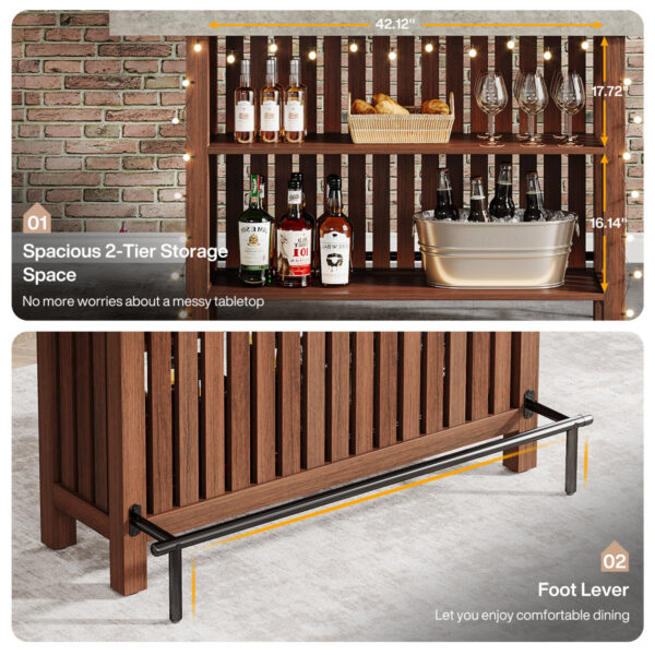 Modern Two-Tier Bar Table with Footrest | Corner Home Bar Unit
