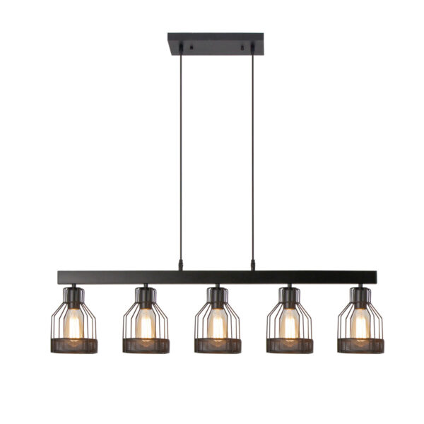 Motofumi 5-Light Rectangular Chandelier 39.4-inch Black Island Pendant