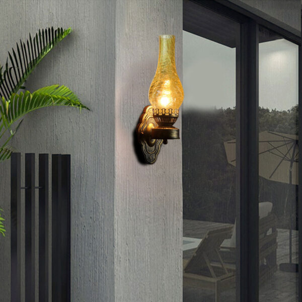 Mtmere Vintage Iron and Glass Wall Lamp - Industrial Sconce Light