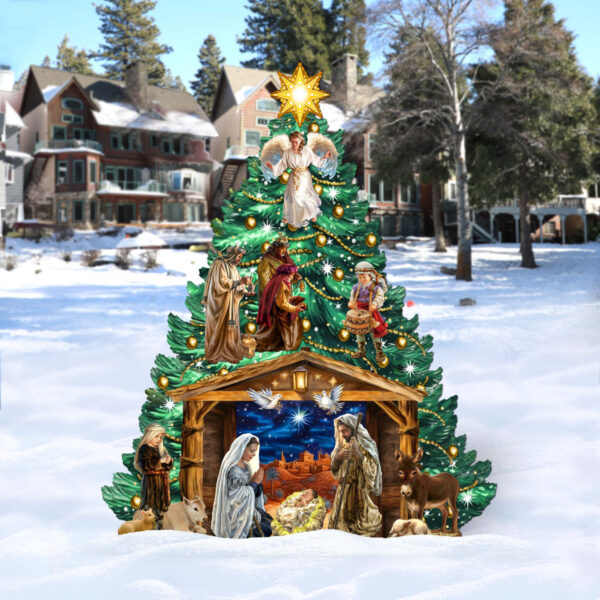 Nativity-Themed Wooden Christmas Tree | Crafted by D. Gelsinger