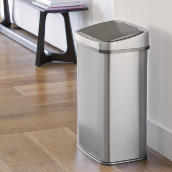 Nine Stars 13.2-Gallon Stainless-Steel Motion Sensor Trash Can - Auto