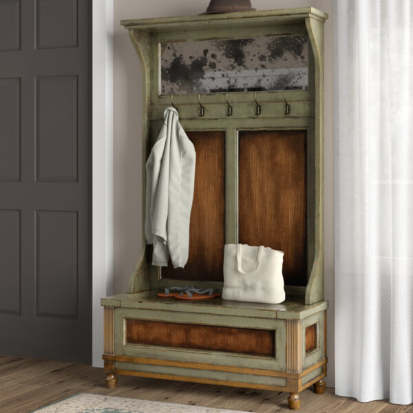 Pompey Hall Tree 41" Wide with Bench | Entryway Coat Rack & Storage