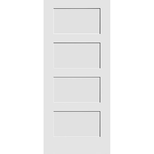 Primed 4-Panel Interior Shaker Door Slab - Ready to Paint