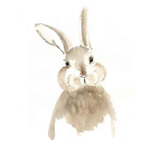 Cute Rabbit Watercolor 3" Painting Print - Nursery Wall Art Decor