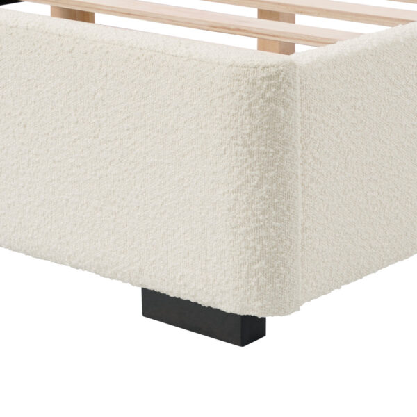 Reigen Bouclé Platform Bed – Modern Upholstered Queen & King