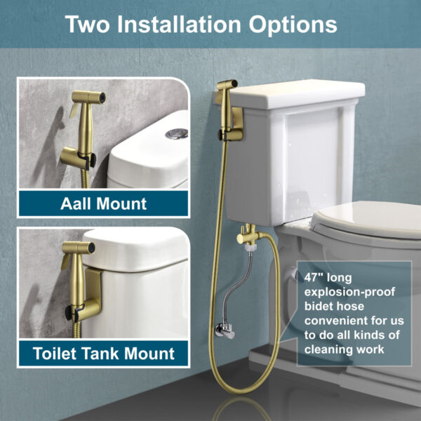 Horizontal Single-Hole Bidet Faucet AZ-SS-0156-BG Brushed Gold