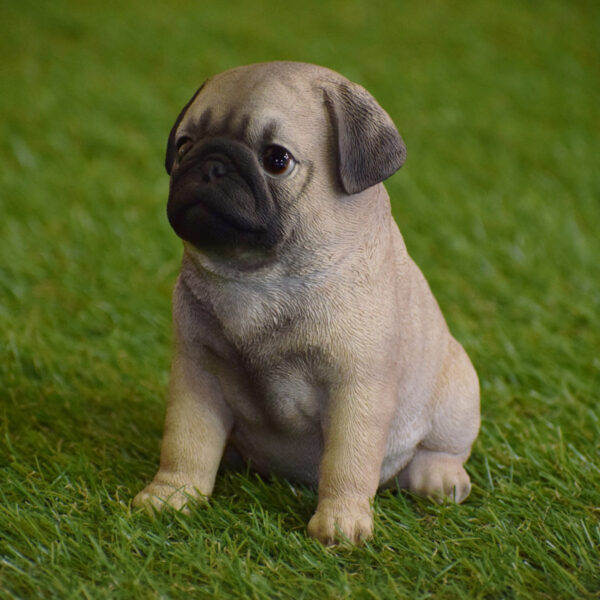 Seated Pug Puppy Statue, Cute Resin Figurine for Home & Garden