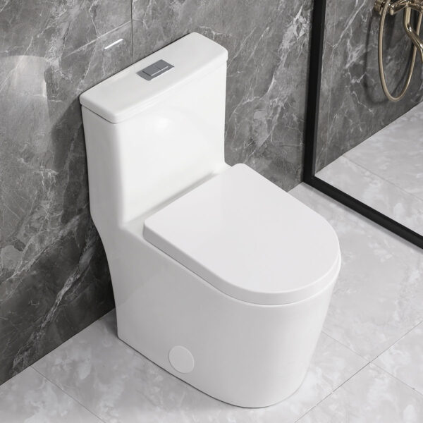 YZ089 Compact Round One-Piece Toilet with Dual-Flush & Seat Included