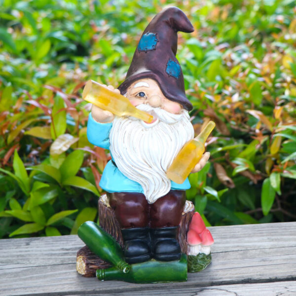 Solar Funny Garden Gnomes Statues with LED Lights - Light-Up Decor