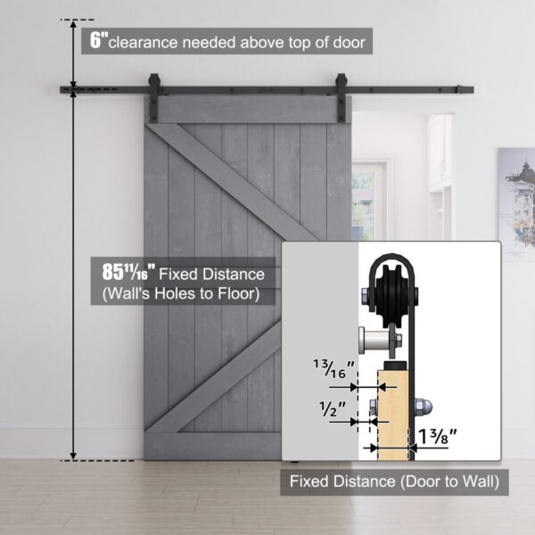 Solid Wood Paneled Barn Door with Installation Hardware Set - Interior
