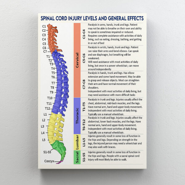 Spinal Cord Analysis: Spinal Cord Injury Levels — Wrapped Canvas Print