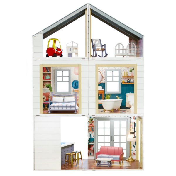 Stack 'N Style Wooden Dollhouse – DIY Kit with Furniture & Accessories
