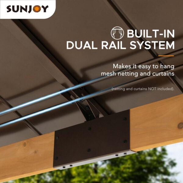 Sunjoy Hardtop Gazebo 9 x 9 ft - Cedar-Framed Wood, Polycarbonate Roof