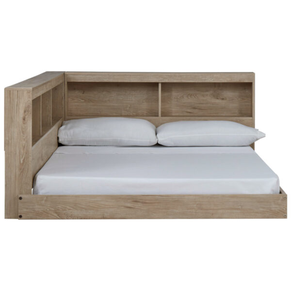 Teddy Platform Bed with Built-in Bookcase | Modern Storage Headboard