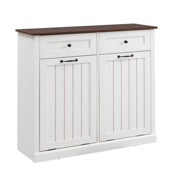 Tilt-out Dual Laundry Hamper Cabinet, 20-Gallon, 2 Drawers - Farmhouse