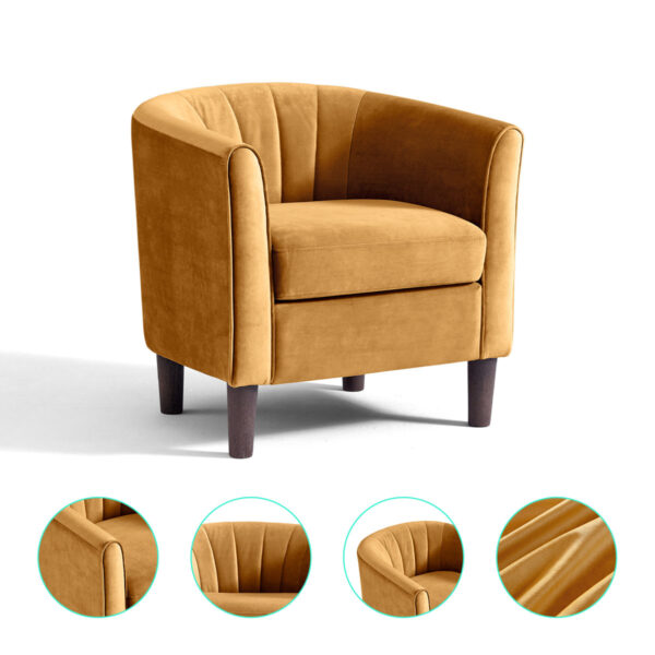 Torrence Upholstered Barrel Chair and Ottoman | Modern Living Room Set
