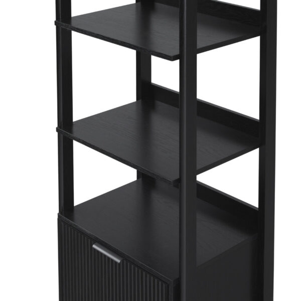 Slim Transitional Narrow Bookcase with Bottom Drawer for Small Spaces