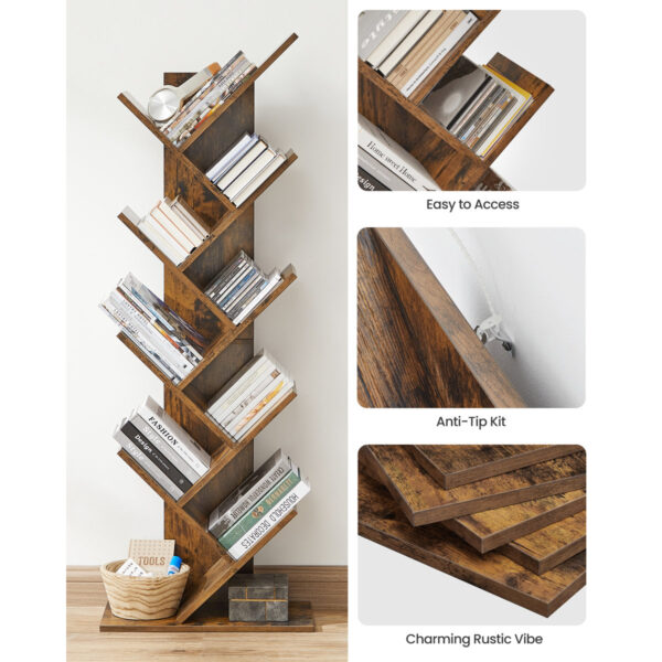 Trivette Geometric Bookshelf - Modern Industrial Shelf for Living Room