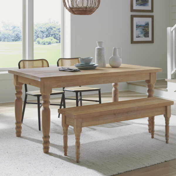 Valerie Pine Solid-Wood Dining Table - Rustic Farmhouse 6-Seater