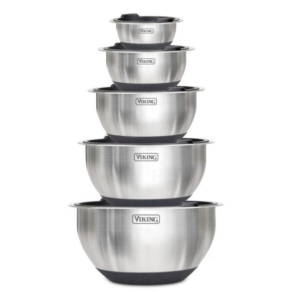 Viking 10-Piece Stainless-Steel Mixing Bowl Set with Lids, Nesting