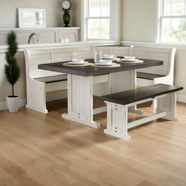 Villepinte 4-Piece Solid Wood Breakfast Nook Dining Set - Space-Saving