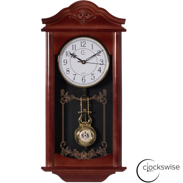 Vintage Grandfather Wood-Look Plastic Antique Pendulum Wall Clock