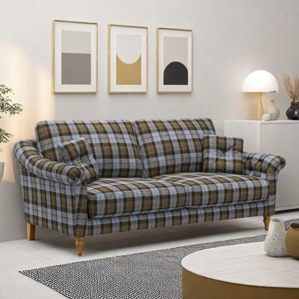 66.9'' Vintage Plaid Upholstered Sofa - Cozy Mid-Century Charm