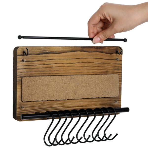 Wall Mounted Jewelry Organizer 10 Hooks, Space-Saving Necklace Holder