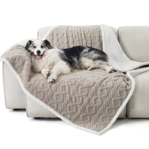 Waterproof Dog Blanket for Large Dogs, Washable Reversible 50x60 Taupe