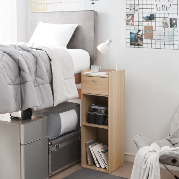 Yak About It Extra-Tall Bedside Table Nightstand for Small Spaces