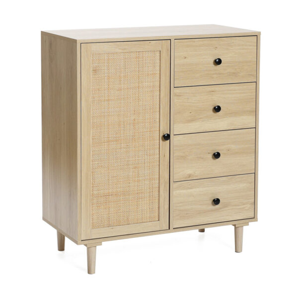 Zahra 1-Door, 4-Drawer Rattan Accent Cabinet - Entryway Storage
