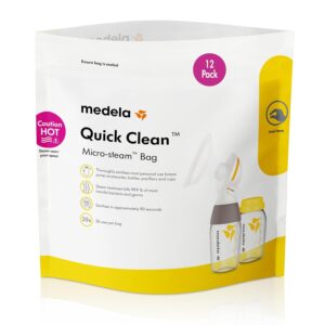 Medela Quick Clean Micro-Steam Bags for Bottles and Breast Pump Parts | 12 CT